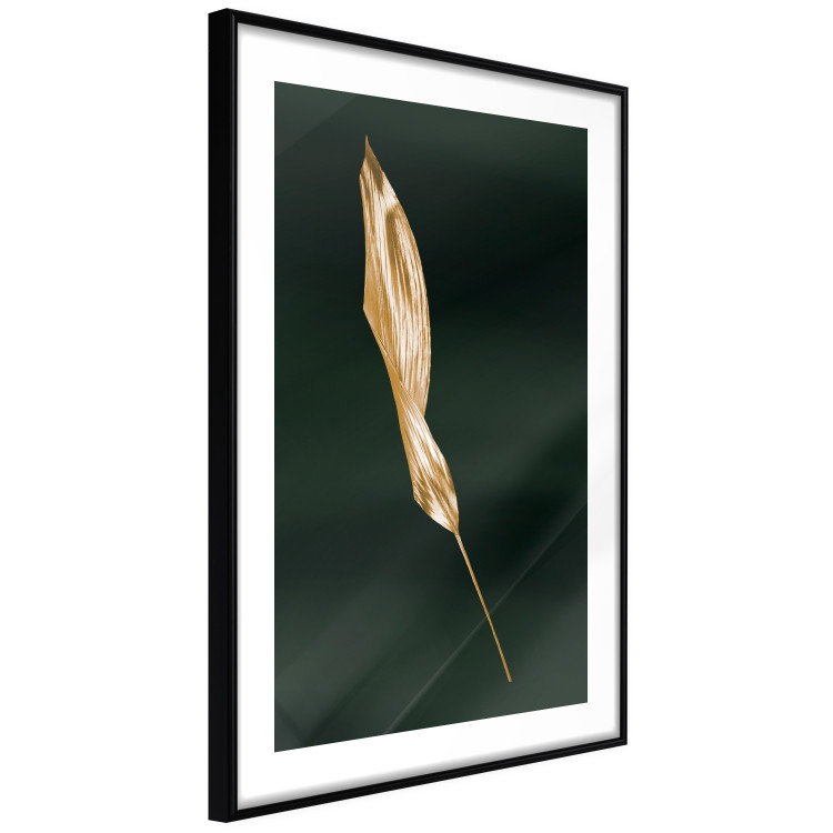 Wall Poster Leaf in the Wind - golden leaf composition on a dark green background 135604 additionalImage 20