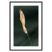 Wall Poster Leaf in the Wind - golden leaf composition on a dark green background 135604 additionalThumb 4