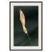 Wall Poster Leaf in the Wind - golden leaf composition on a dark green background 135604 additionalThumb 3