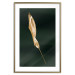 Wall Poster Leaf in the Wind - golden leaf composition on a dark green background 135604 additionalThumb 5