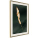 Wall Poster Leaf in the Wind - golden leaf composition on a dark green background 135604 additionalThumb 18