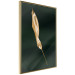 Wall Poster Leaf in the Wind - golden leaf composition on a dark green background 135604 additionalThumb 23