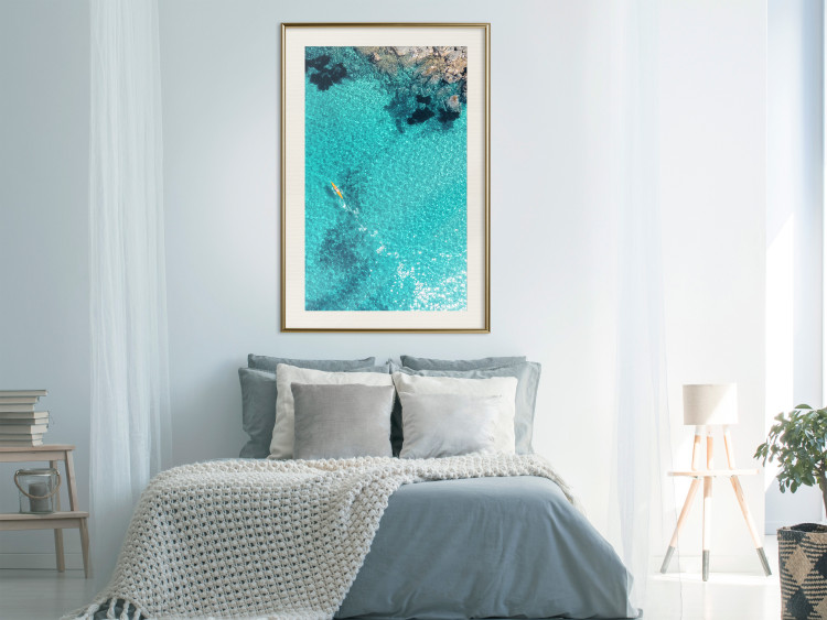 Poster Turquoise Depths - seascape of the azure sea and brown coastal rocks 135904 additionalImage 26