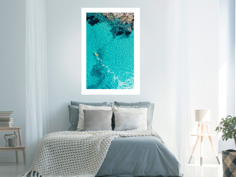 Poster Turquoise Depths - seascape of the azure sea and brown coastal rocks 135904 additionalImage 18