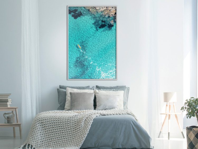 Poster Turquoise Depths - seascape of the azure sea and brown coastal rocks 135904 additionalImage 20