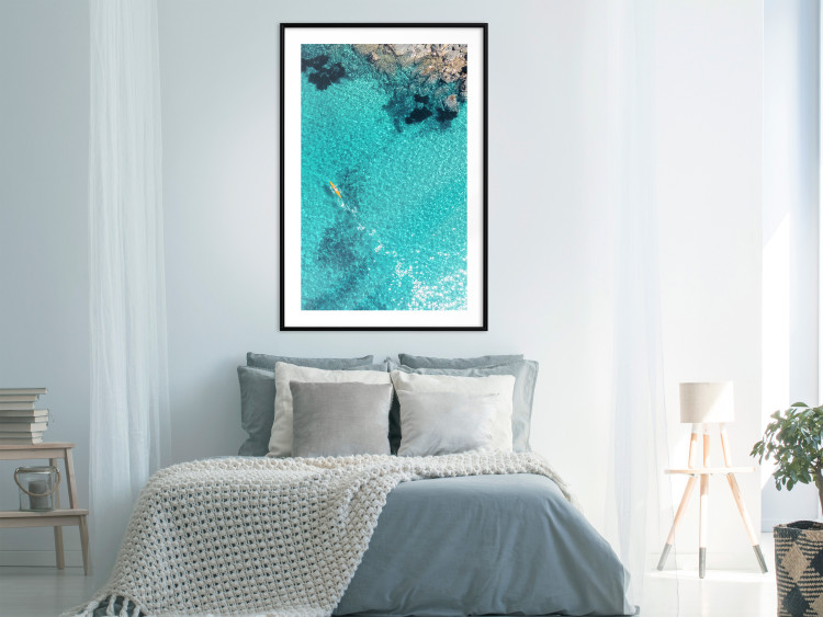 Poster Turquoise Depths - seascape of the azure sea and brown coastal rocks 135904 additionalImage 27