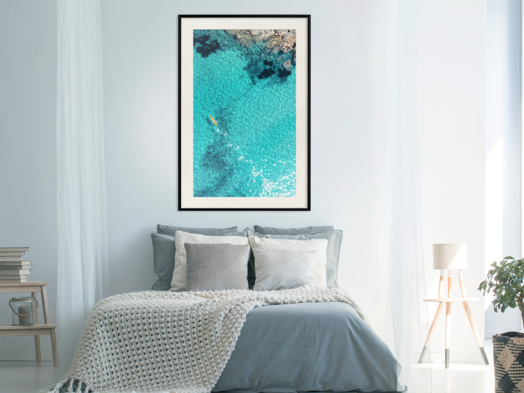 Poster Turquoise Depths - seascape of the azure sea and brown coastal rocks 135904 additionalImage 25