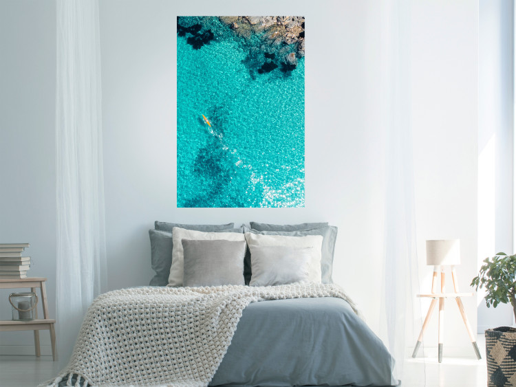 Poster Turquoise Depths - seascape of the azure sea and brown coastal rocks 135904 additionalImage 22