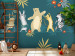 Photo Wallpaper Dancing animals - monkey, hare, tiger, bear and zebra on dark background 144604