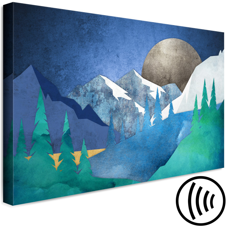 Canvas Art Print Evening Idyll - Graphics With Mountains and the Moon in Dark Colors 145504 additionalImage 6