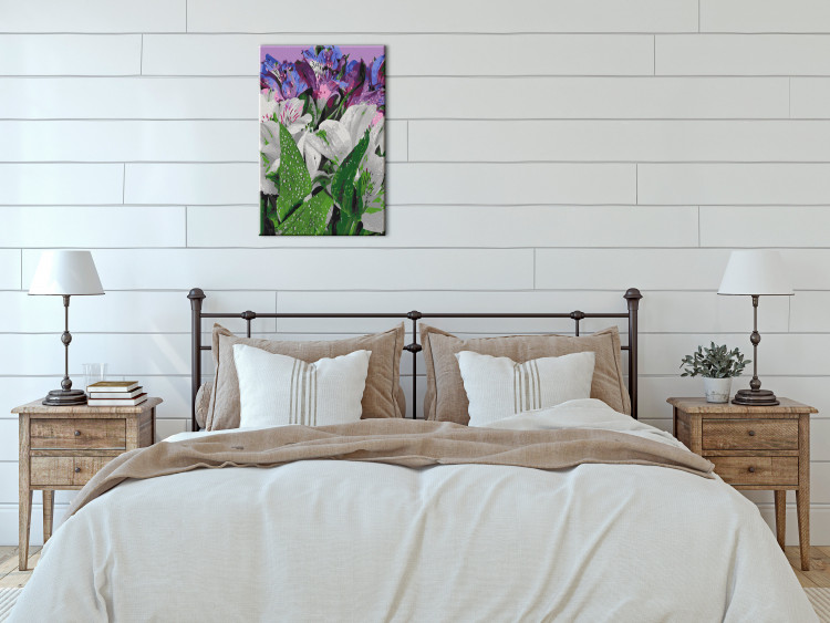 Paint by number Wild Tulips - Blooming White and Purple Flowers, Green Leaves 146204 additionalImage 2