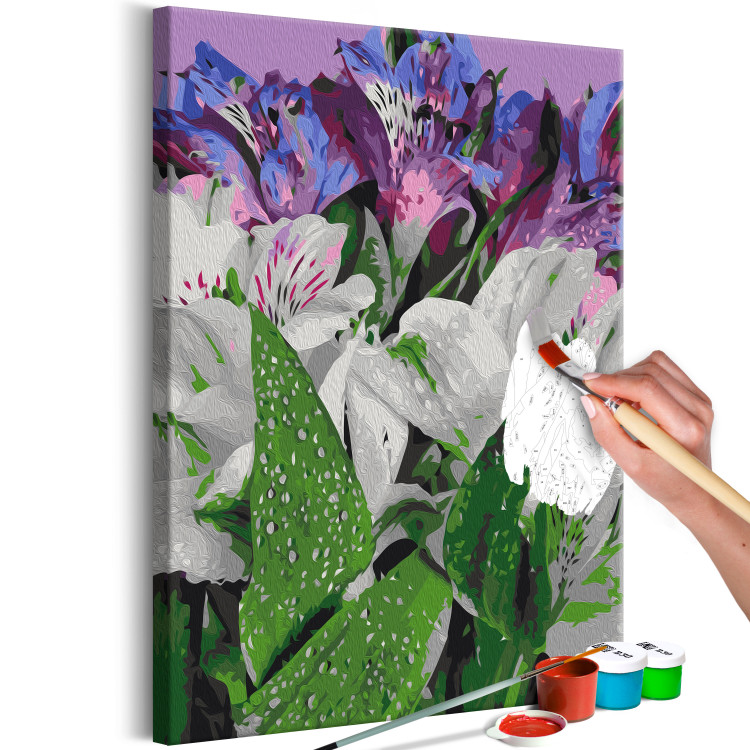 Paint by number Wild Tulips - Blooming White and Purple Flowers, Green Leaves 146204 additionalImage 7