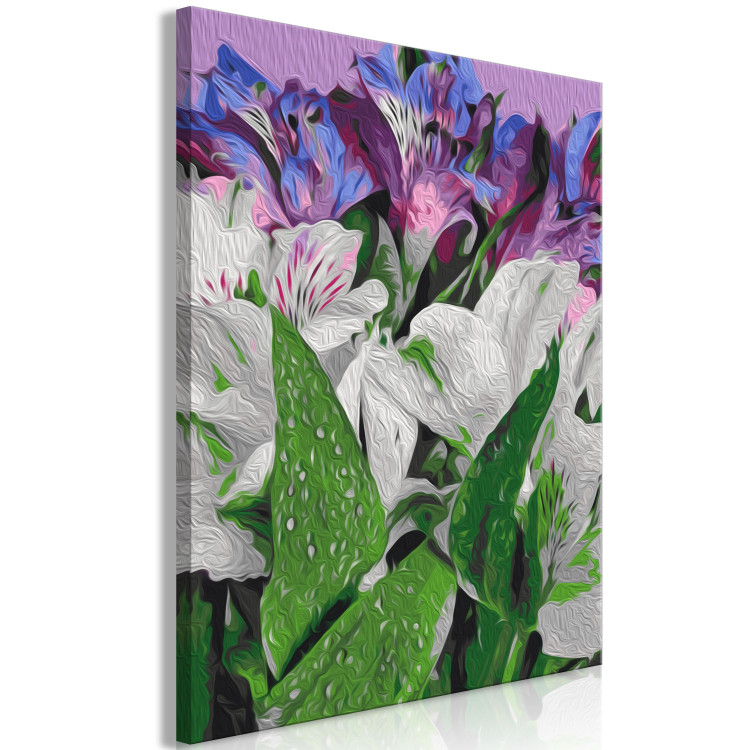 Paint by number Wild Tulips - Blooming White and Purple Flowers, Green Leaves 146204 additionalImage 5
