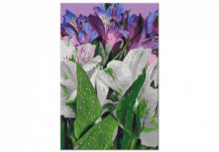 Paint by number Wild Tulips - Blooming White and Purple Flowers, Green Leaves 146204 additionalImage 3