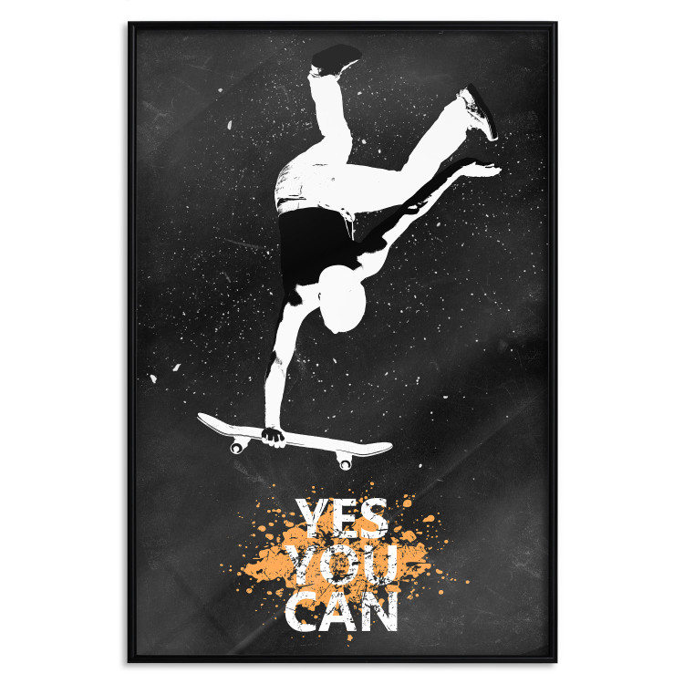 Poster Teenager on a Skateboard - Boy Jumping on a Board on a Dark Background 148904 additionalImage 24