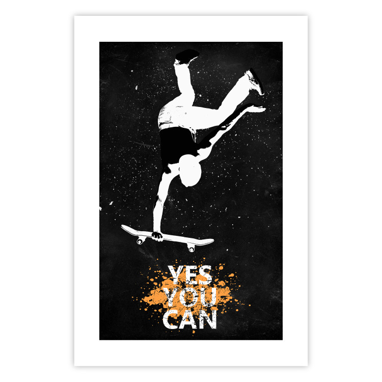 Poster Teenager on a Skateboard - Boy Jumping on a Board on a Dark Background 148904 additionalImage 26