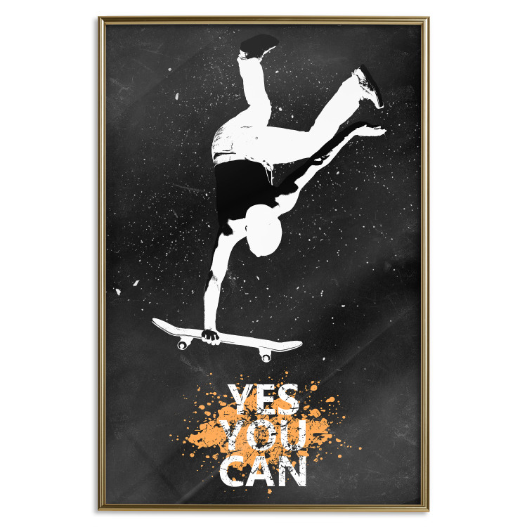 Poster Teenager on a Skateboard - Boy Jumping on a Board on a Dark Background 148904 additionalImage 25