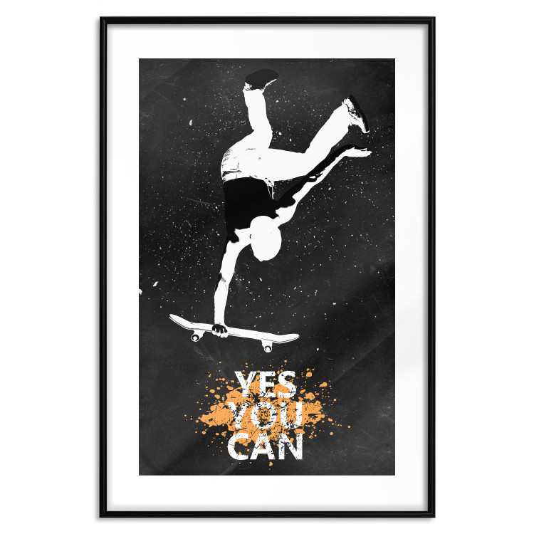 Poster Teenager on a Skateboard - Boy Jumping on a Board on a Dark Background 148904 additionalImage 3