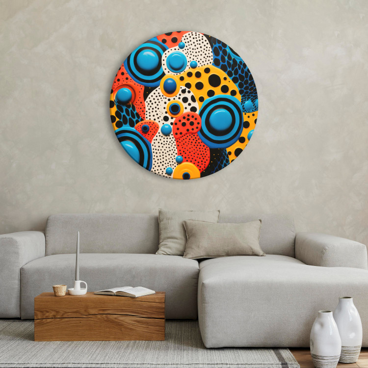Round Canvas Expression of Colored Liquids - Abstract Composition in Strong Colors 151604 additionalImage 2