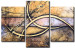 Canvas Art Print Golden Blades (3-piece) - Fancy stripes on a wooden texture background 48004