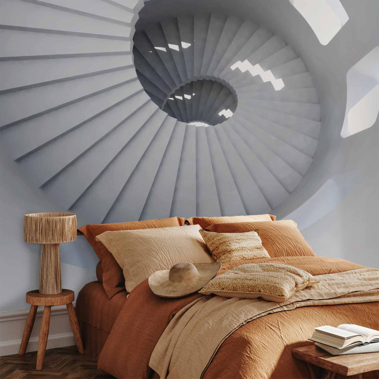 Wall Mural Interior Architecture - Spiral White Stairs with Bright Light from Windows 59804 additionalImage 2
