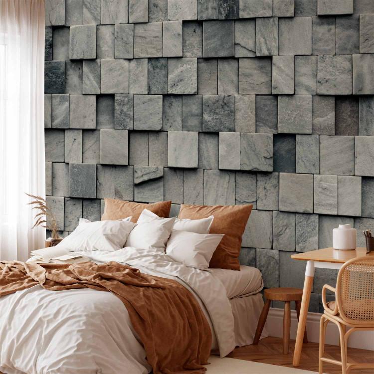 Photo Wallpaper Stone Blocks - Texture Wallpaper in Even Stone Blocks 64504 additionalImage 2
