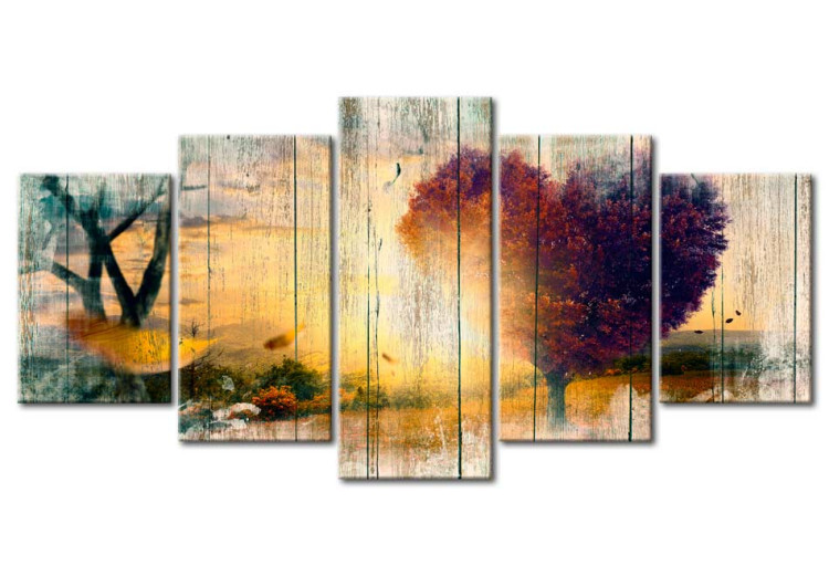 Canvas Memories of Love (5-piece) - Vintage Style Autumn Landscape 93004