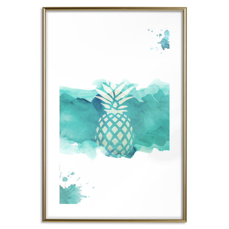 Poster Watercolor Pineapple - composition with tropical fruit in green tones 115314 additionalImage 14