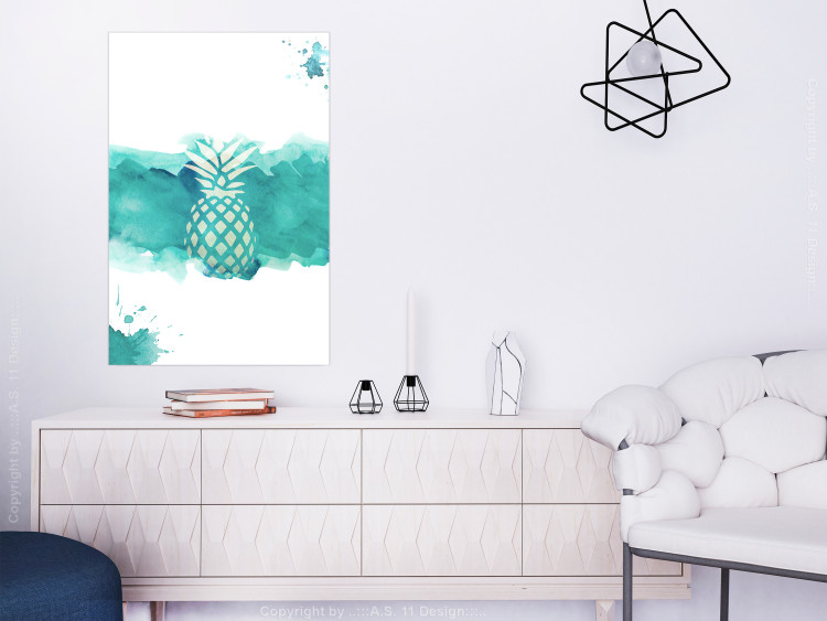 Poster Watercolor Pineapple - composition with tropical fruit in green tones 115314 additionalImage 17