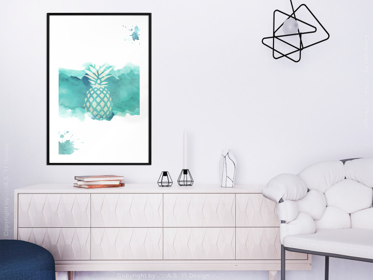 Poster Watercolor Pineapple - composition with tropical fruit in green tones 115314 additionalImage 4