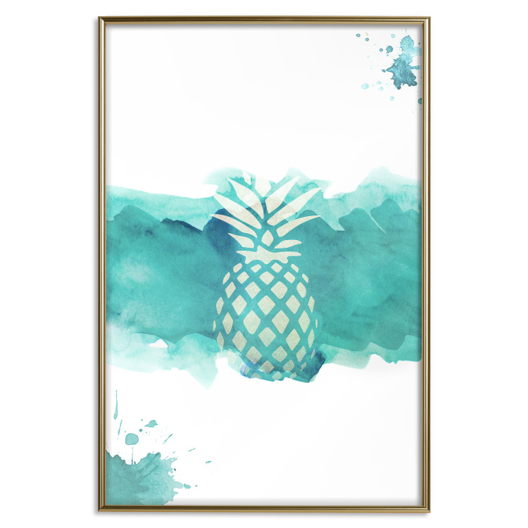 Poster Watercolor Pineapple - composition with tropical fruit in green tones 115314 additionalImage 16