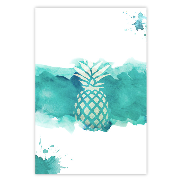 Poster Watercolor Pineapple - composition with tropical fruit in green tones 115314