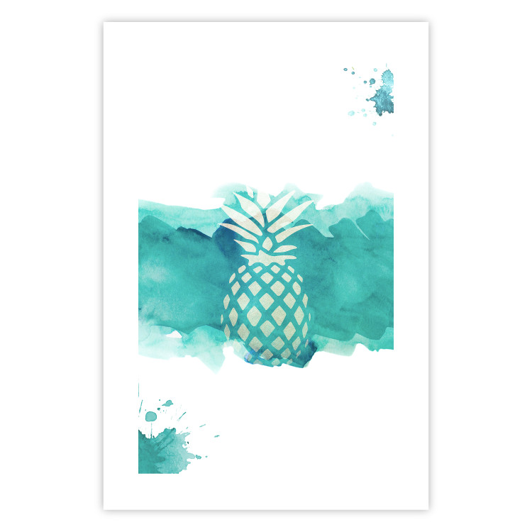 Poster Watercolor Pineapple - composition with tropical fruit in green tones 115314 additionalImage 19