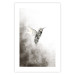 Poster Ethnic Hummingbird - abstraction with a bird in shades of gray 116314 additionalThumb 18