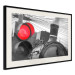 Poster Old Train - black and white shot with a red glowing light 116414 additionalThumb 3
