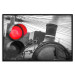 Poster Old Train - black and white shot with a red glowing light 116414 additionalThumb 24