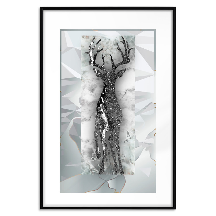 Poster Silver Deer - unique shiny abstraction with animal motif 117014 additionalImage 18