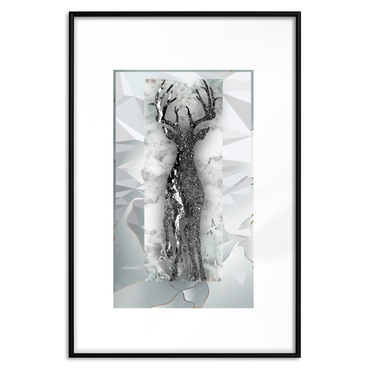 Poster Silver Deer - unique shiny abstraction with animal motif 117014 additionalImage 15