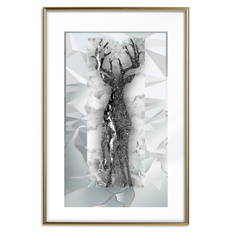 Poster Silver Deer - unique shiny abstraction with animal motif 117014 additionalImage 16