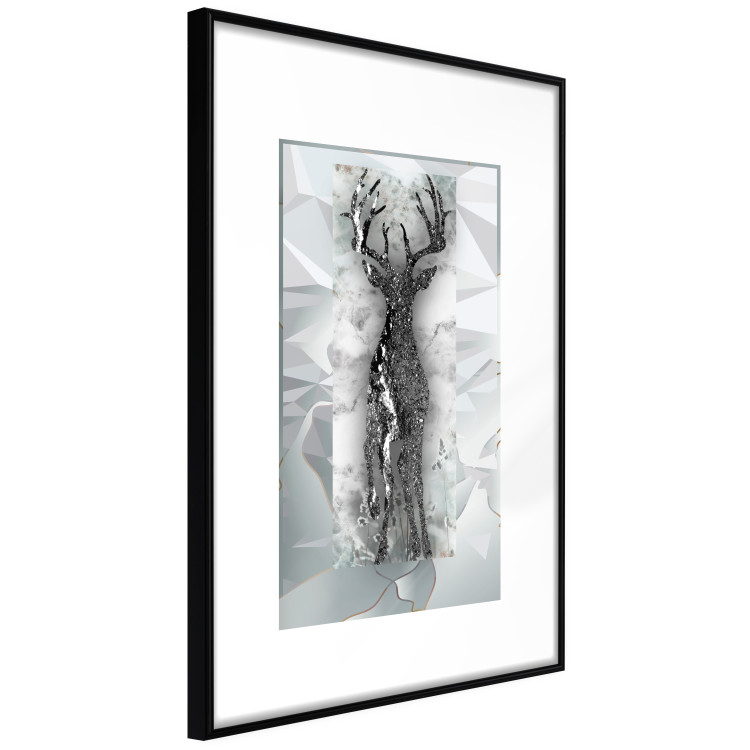 Poster Silver Deer - unique shiny abstraction with animal motif 117014 additionalImage 11