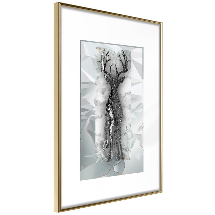 Poster Silver Deer - unique shiny abstraction with animal motif 117014 additionalImage 6