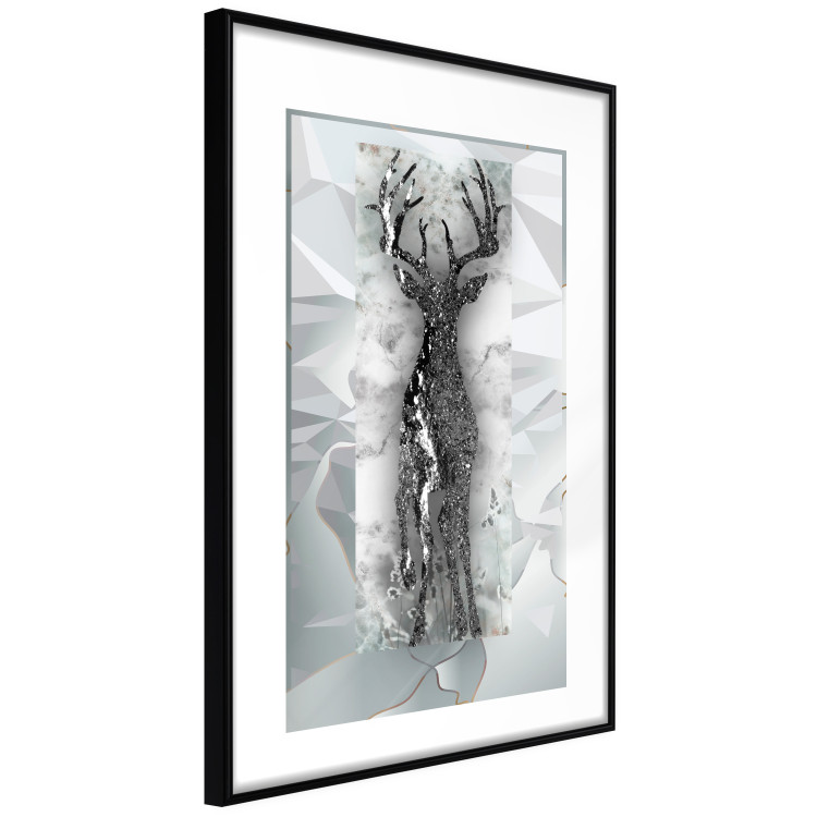Poster Silver Deer - unique shiny abstraction with animal motif 117014 additionalImage 10