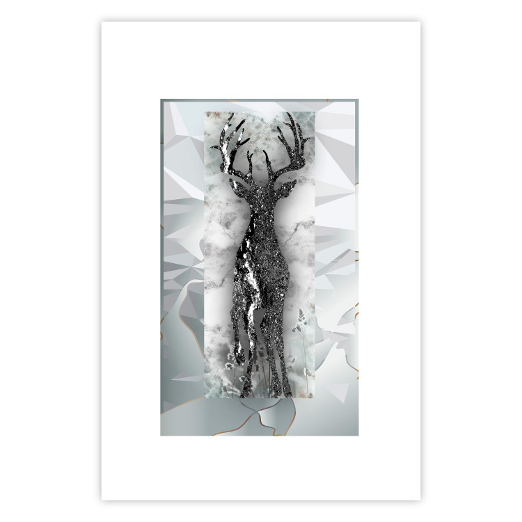 Poster Silver Deer - unique shiny abstraction with animal motif 117014 additionalImage 19