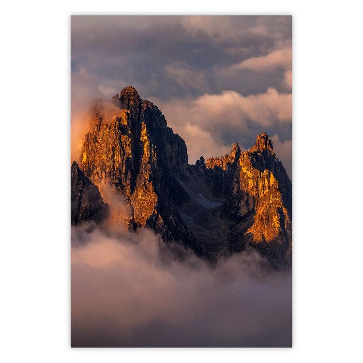 Poster Mountains in the Clouds - landscape of sky and illuminated mountain peaks 118014