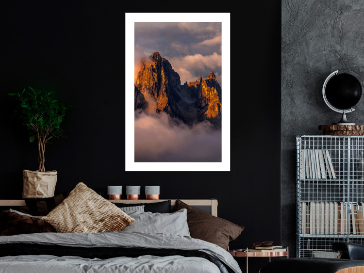 Poster Mountains in the Clouds - landscape of sky and illuminated mountain peaks 118014 additionalImage 2