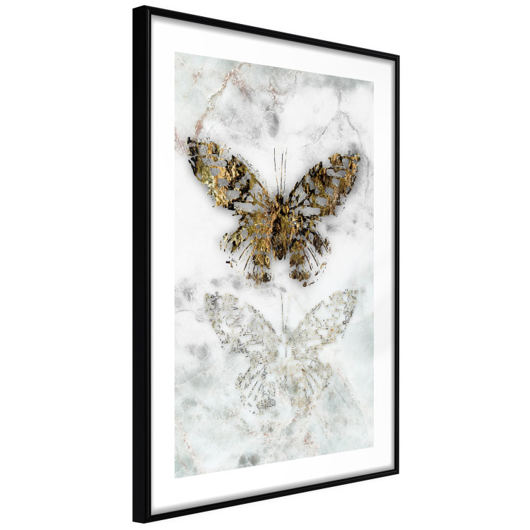Poster Immortal Butterfly - composition with a golden insect on a marble background 118314 additionalImage 2