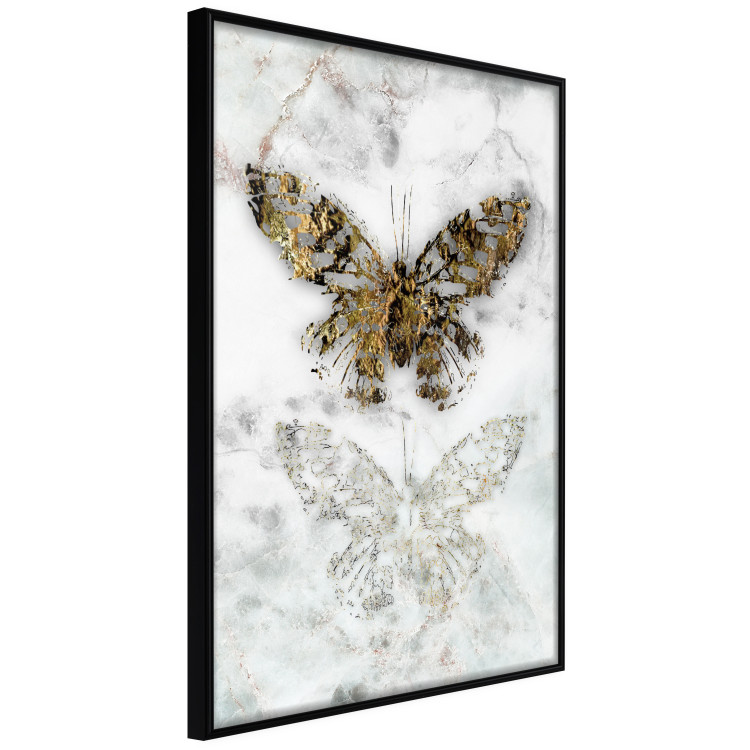 Poster Immortal Butterfly - composition with a golden insect on a marble background 118314 additionalImage 8