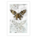 Poster Immortal Butterfly - composition with a golden insect on a marble background 118314 additionalThumb 19