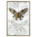 Poster Immortal Butterfly - composition with a golden insect on a marble background 118314 additionalThumb 16