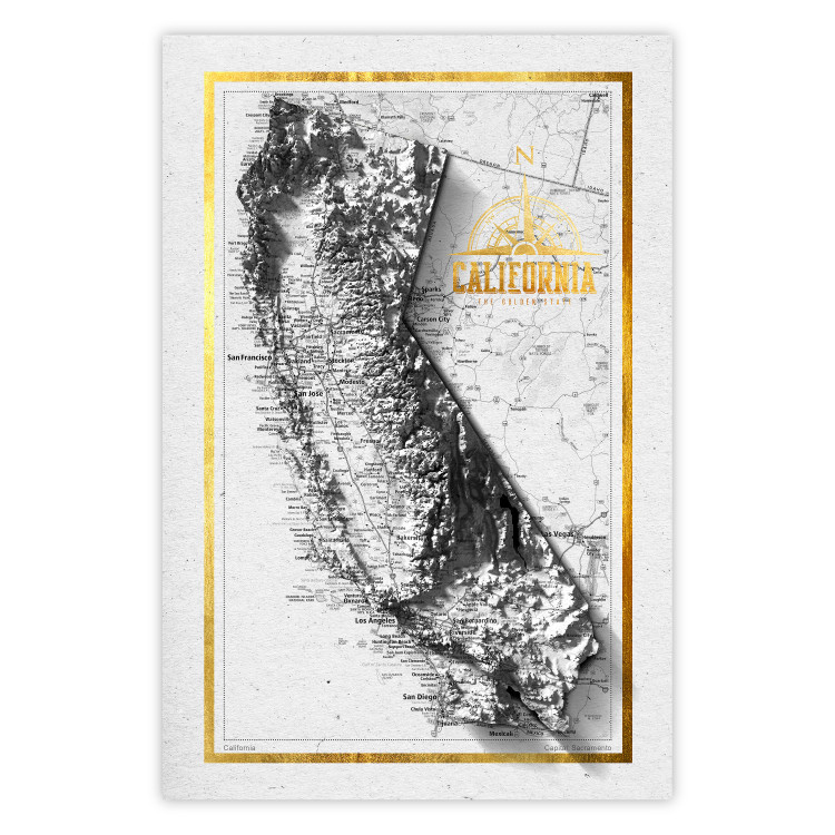 Poster Isometric Map: California - map of one of the states of the USA and texts 118514